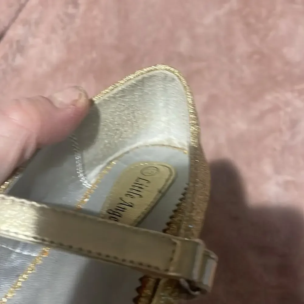 Little Angel 13 golden maryjanes guc rubber non marking soles